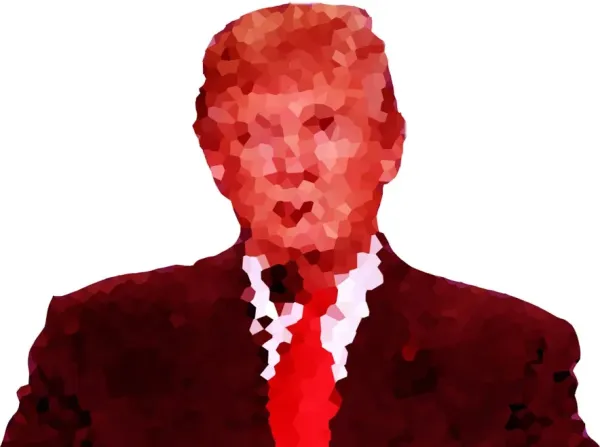 A blurred image of Trump.